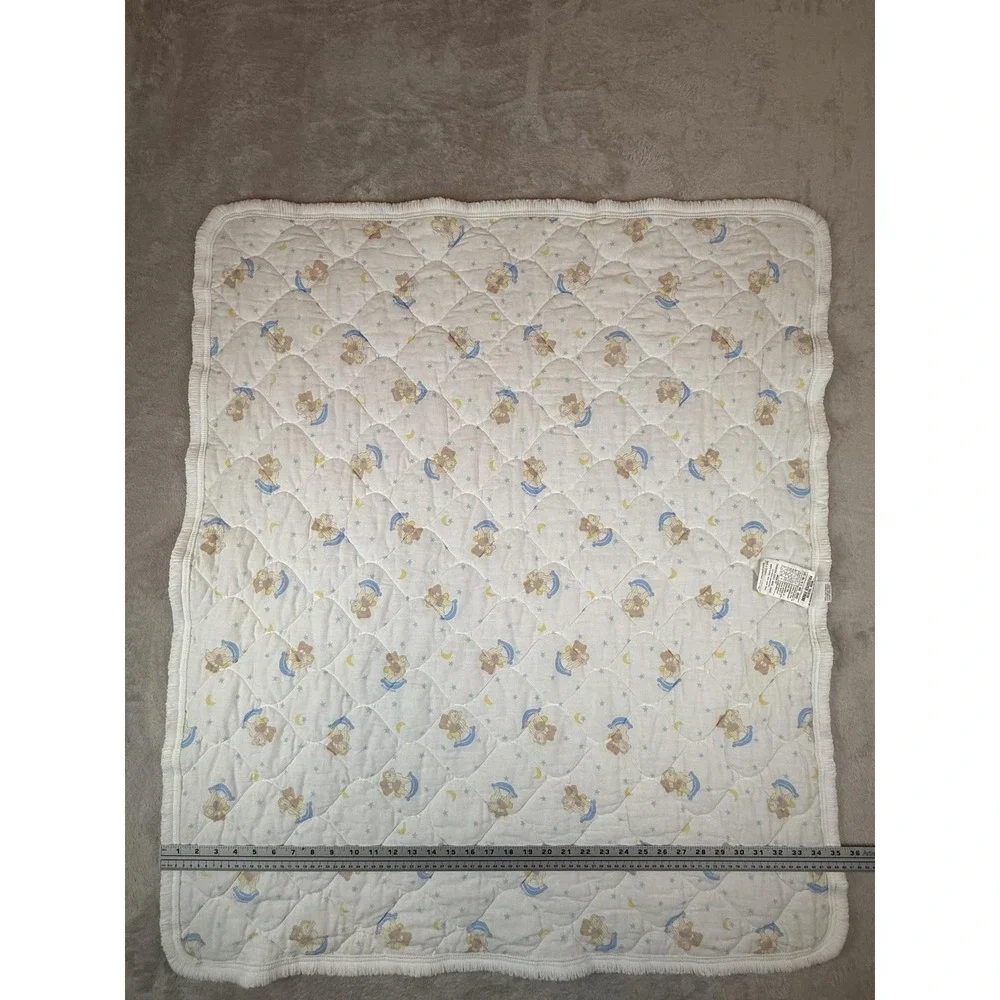 Vtg Triboro Baby Crib Quilt Teddy Bear Rocking Horse Boys And Girls White‎ USA